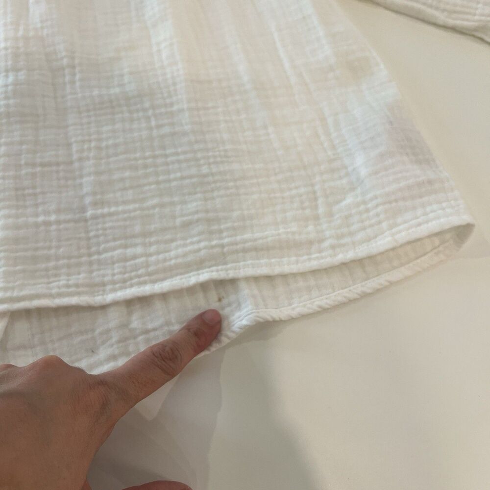 Madewell Lightspun Wide-Neck Cuffed-Sleeve Top White Small Peasant Coastal FF - Picture 10 of 11